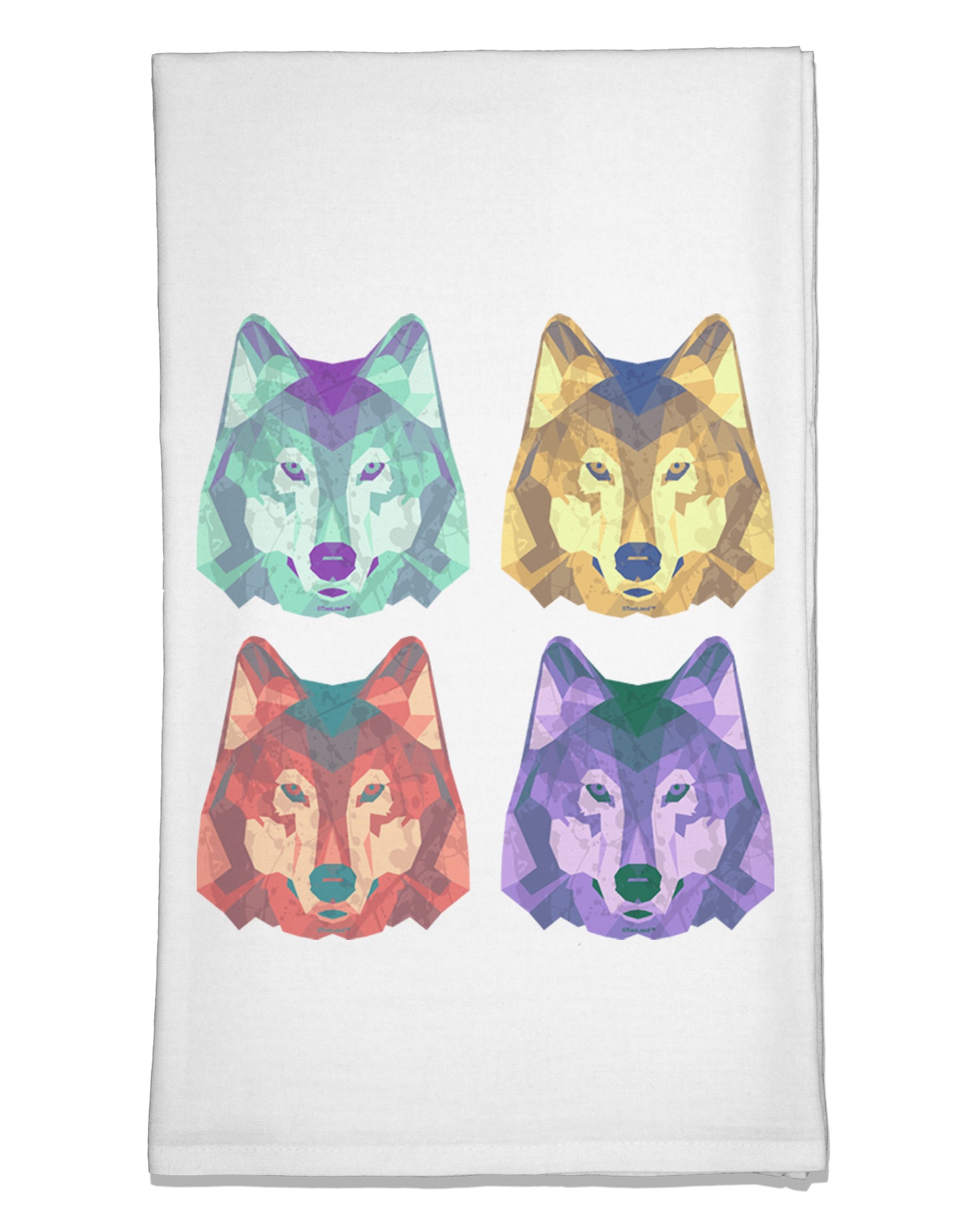 Geometric Wolf Head Pop Art Flour Sack Dish Towel by TooLoud-Flour Sack Dish Towel-TooLoud-White-Davson Sales