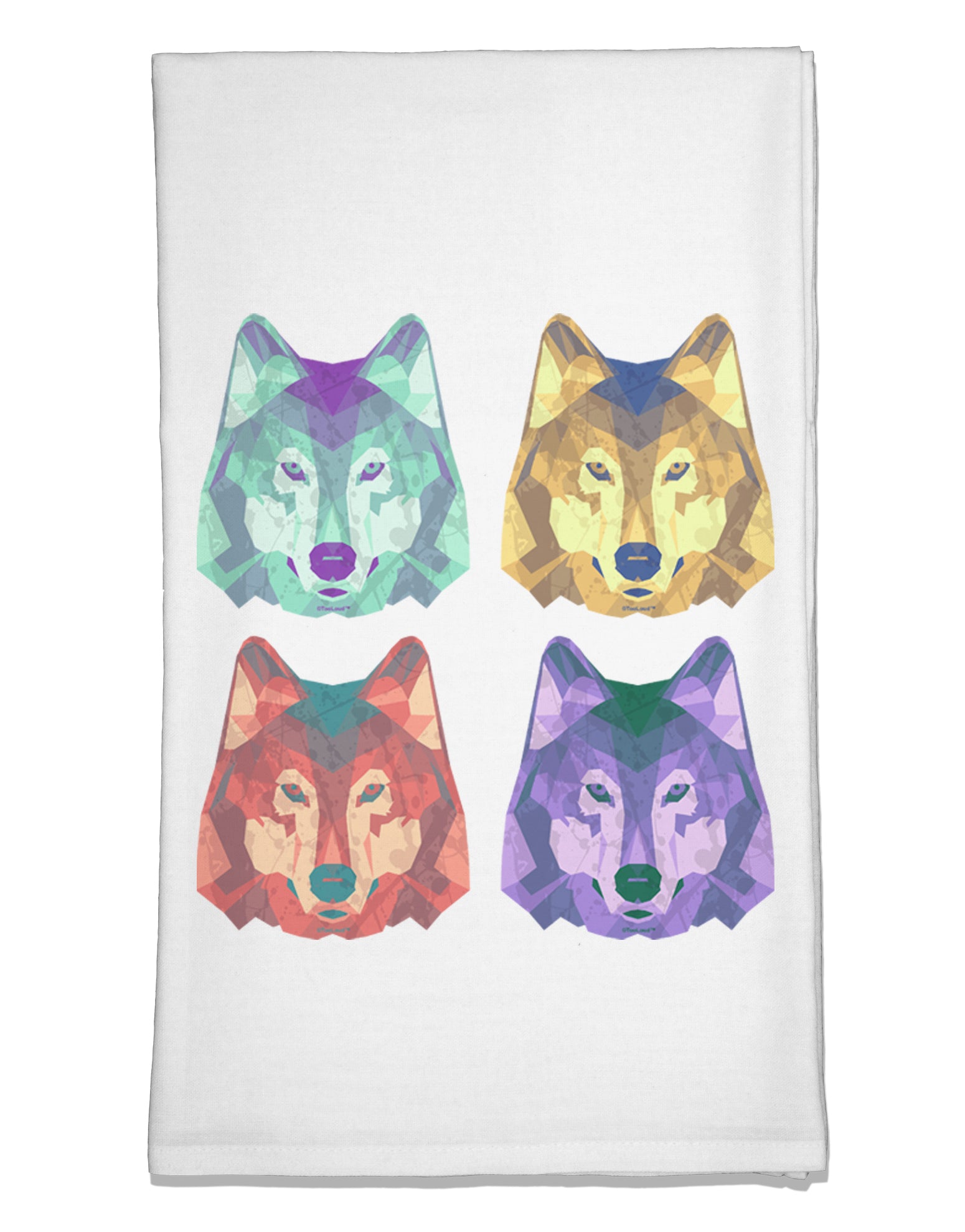 Geometric Wolf Head Pop Art Flour Sack Dish Towel by TooLoud-Flour Sack Dish Towel-TooLoud-White-Davson Sales