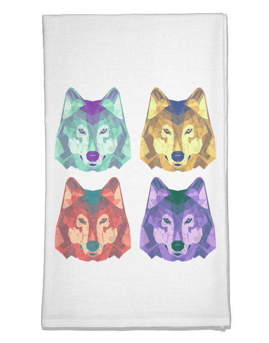 Geometric Wolf Head Pop Art Flour Sack Dish Towel by TooLoud-Flour Sack Dish Towel-TooLoud-White-Davson Sales