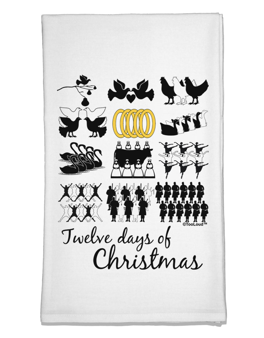 12 Days of Christmas Text Color Flour Sack Dish Towels-Flour Sack Dish Towel-TooLoud-White-Davson Sales
