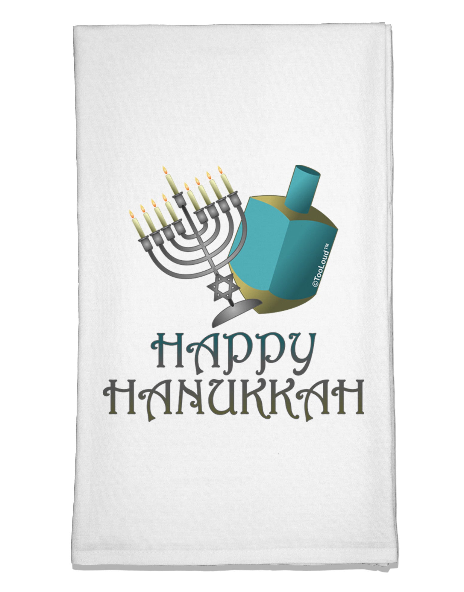 Blue & Silver Happy Hanukkah Flour Sack Dish Towels-Flour Sack Dish Towel-TooLoud-White-Davson Sales