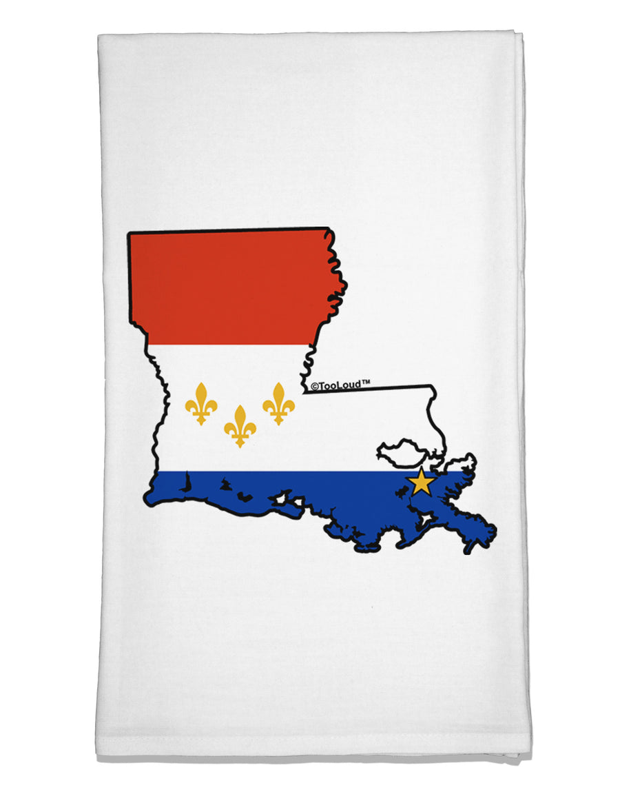 New Orleans Louisiana Flag Flour Sack Dish Towel-Flour Sack Dish Towel-TooLoud-White-Davson Sales