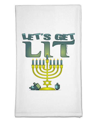 Let's Get Lit Menorah Flour Sack Dish Towels-Flour Sack Dish Towel-TooLoud-White-Davson Sales