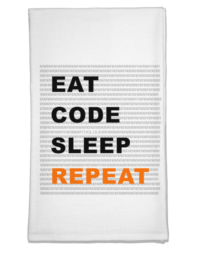 Eat Sleep Code Repeat Flour Sack Dish Towel by TooLoud-Flour Sack Dish Towel-TooLoud-White-Davson Sales