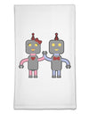 Cute Robot Love Flour Sack Dish Towel by TooLoud-Flour Sack Dish Towel-TooLoud-White-Davson Sales