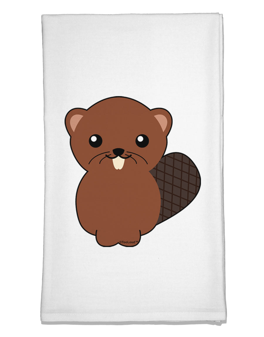 Cute Beaver Flour Sack Dish Towels-Flour Sack Dish Towel-TooLoud-White-Davson Sales