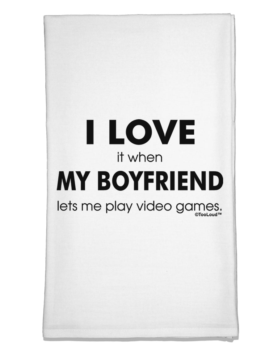 I Love My Boyfriend Videogames Flour Sack Dish Towels-Flour Sack Dish Towel-TooLoud-White-Davson Sales