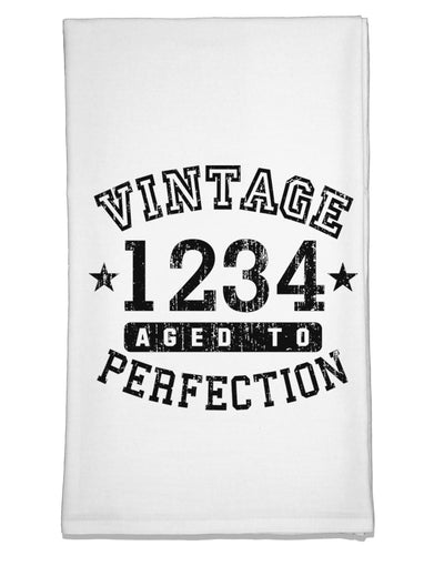 Personalized Vintage Birth Year Distressed Flour Sack Dish Towel by TooLoud-Flour Sack Dish Towel-TooLoud-White-Davson Sales