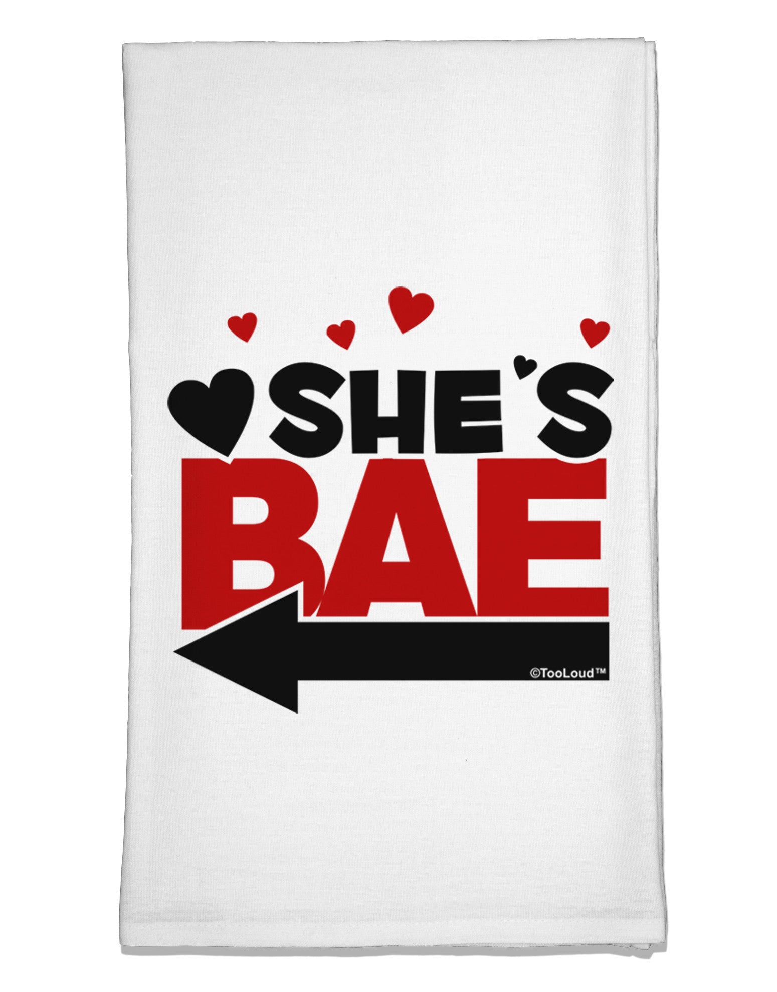 She's BAE - Left Arrow Flour Sack Dish Towels-Flour Sack Dish Towel-TooLoud-White-Davson Sales