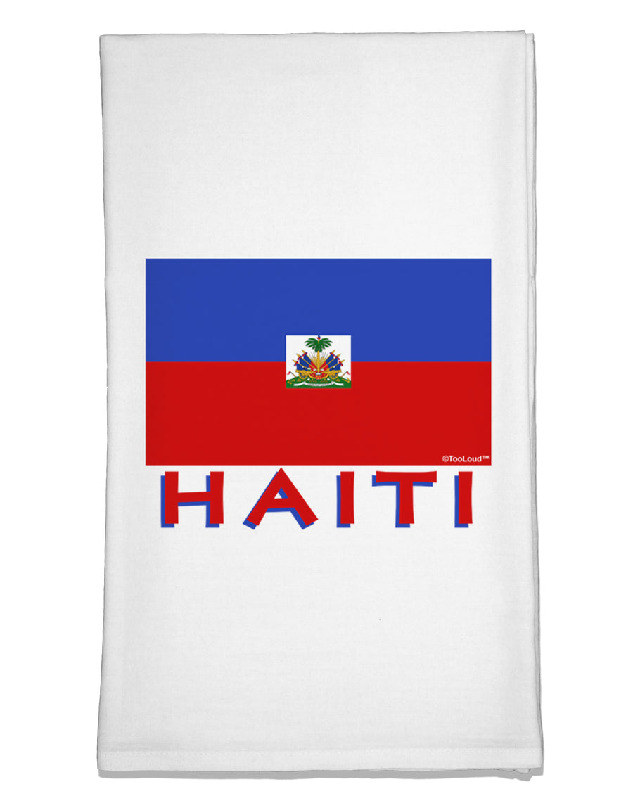 Haiti Flag Flour Sack Dish Towel by TooLoud-Flour Sack Dish Towel-TooLoud-White-Davson Sales