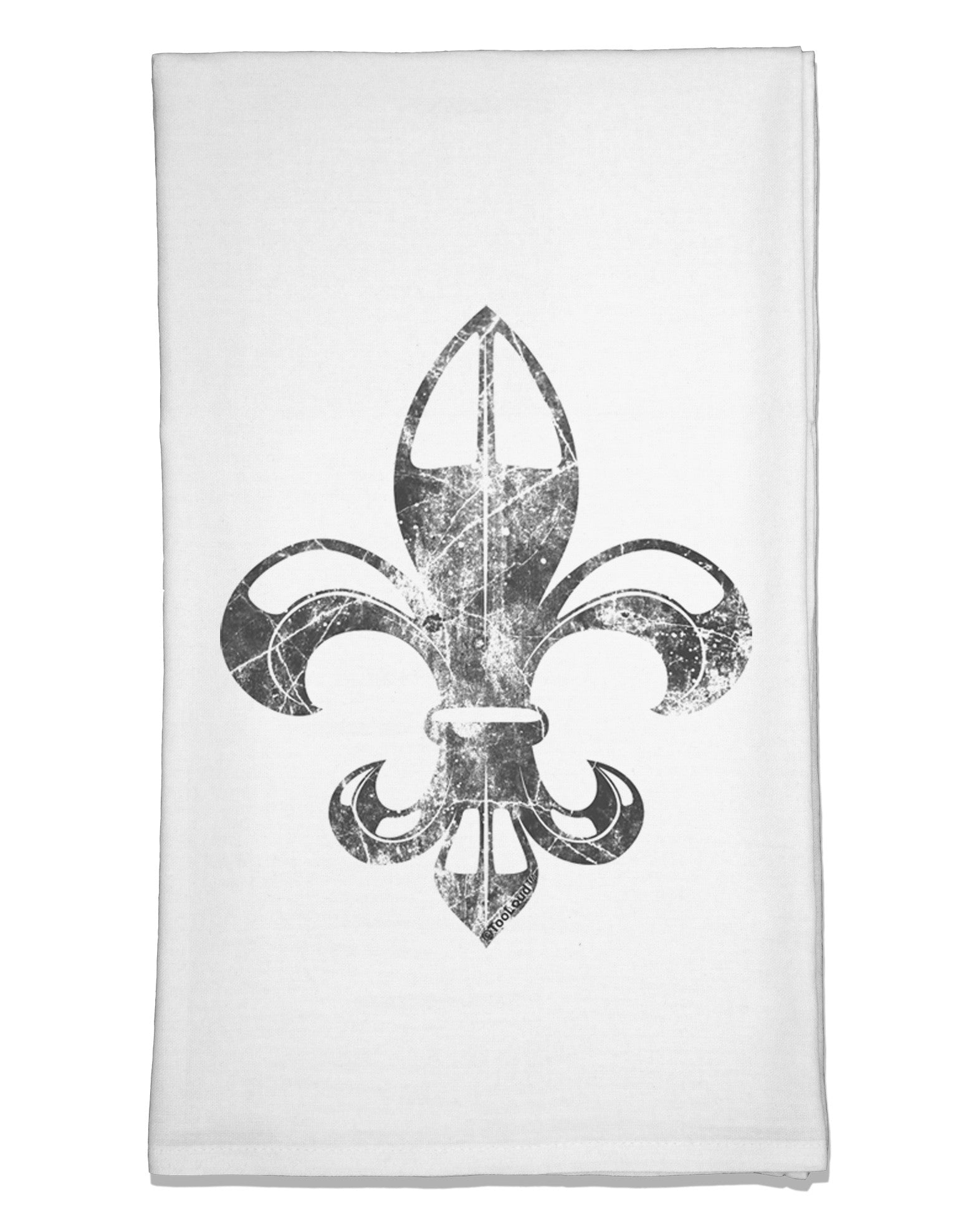 Distressed Fleur de Lis Flour Sack Dish Towel-Flour Sack Dish Towel-TooLoud-White-Davson Sales