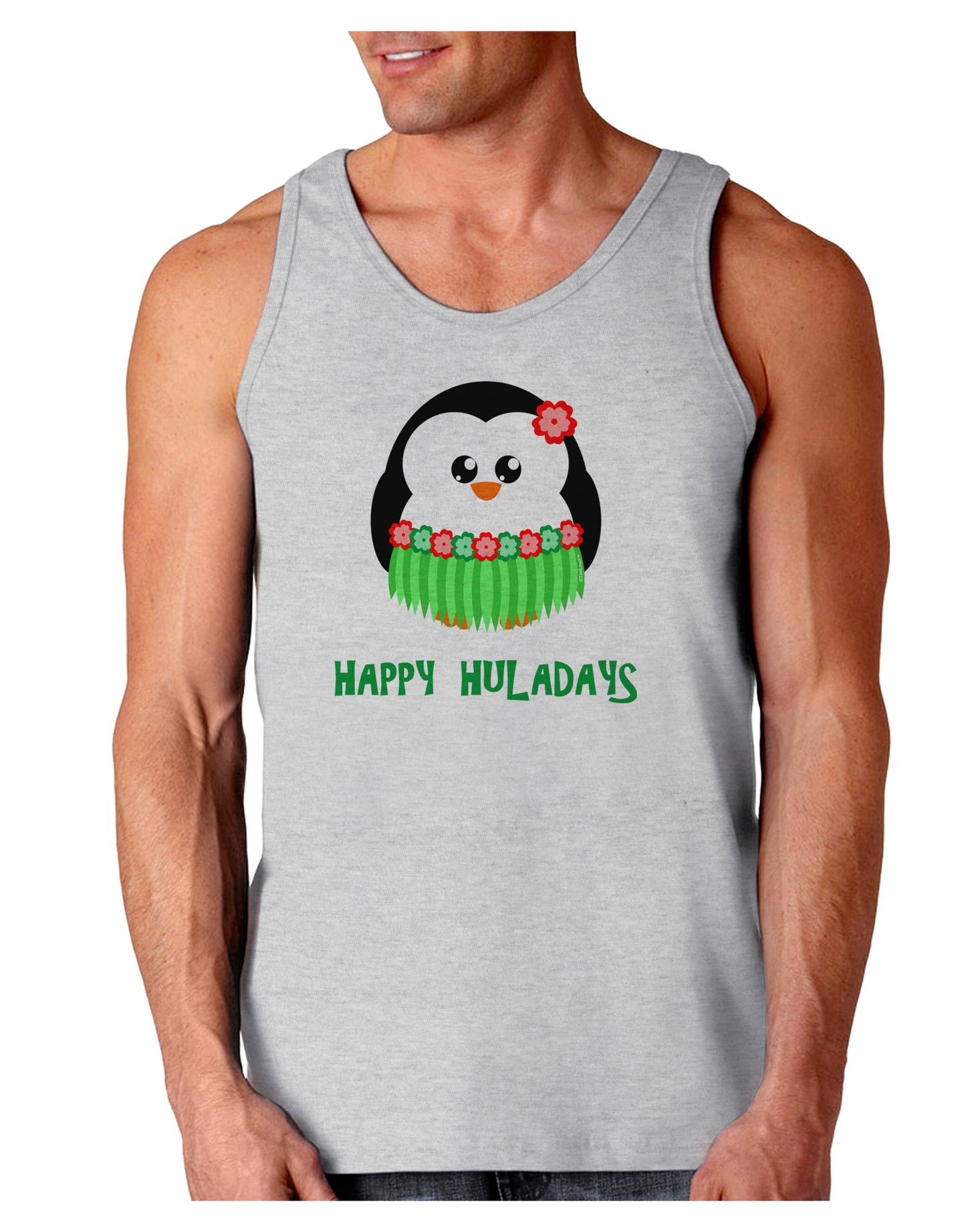 Happy Huladays Christmas Penguin - Red and Green Loose Tank Top-Loose Tank Top-TooLoud-AshGray-Small-Davson Sales