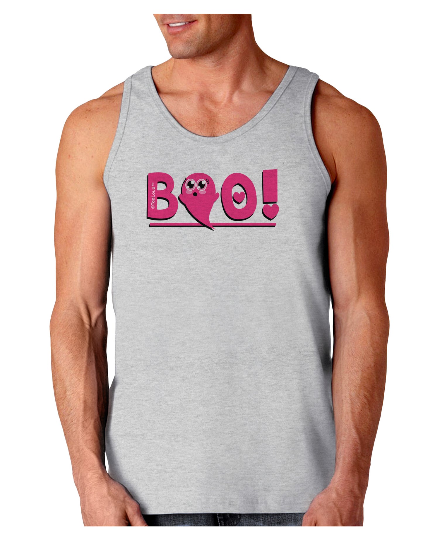Cute Boo Text Pink Loose Tank Top-Loose Tank Top-TooLoud-AshGray-Small-Davson Sales