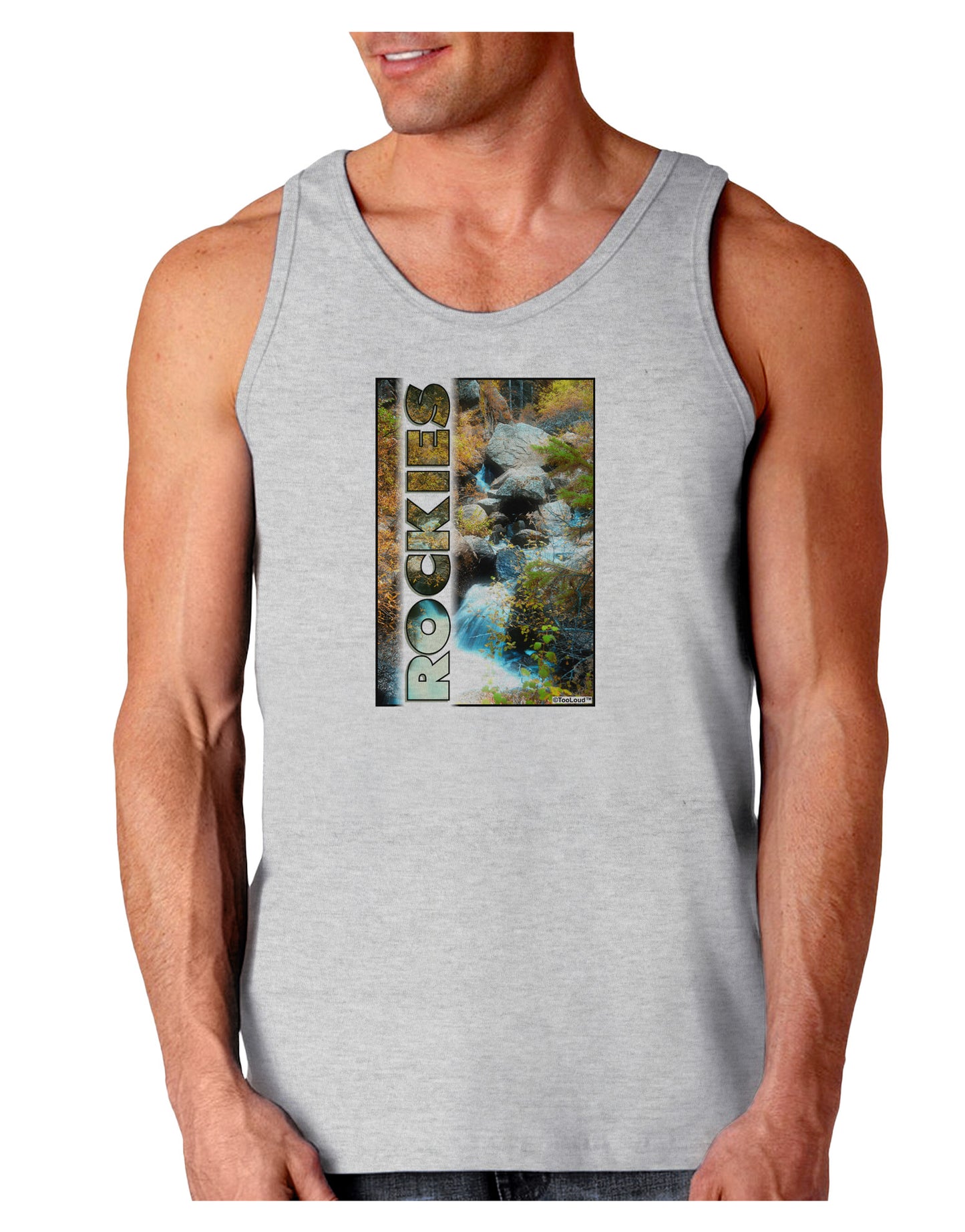 Rockies Waterfall with Text Loose Tank Top-Loose Tank Top-TooLoud-AshGray-Small-Davson Sales