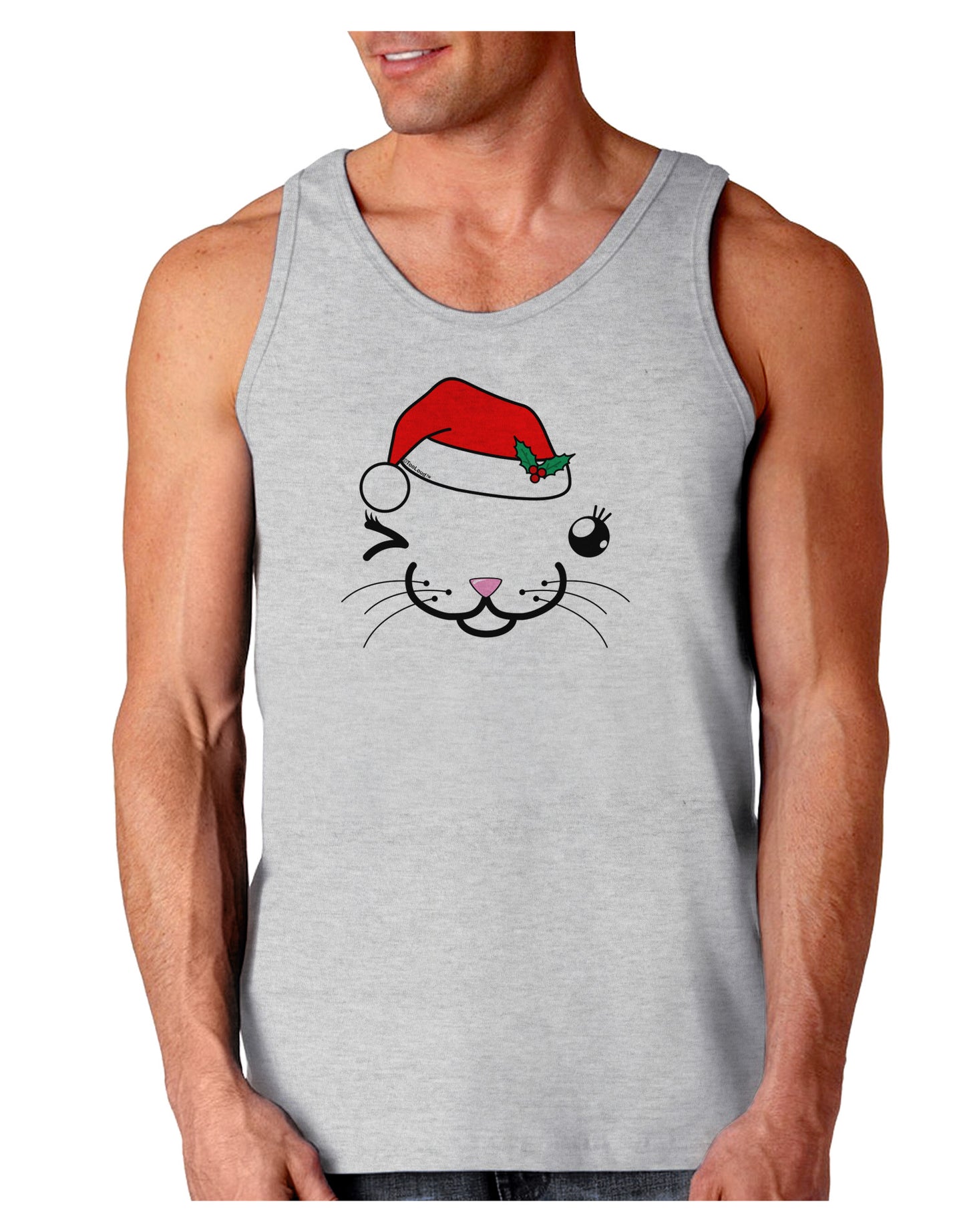 Kyu-T Face Kattia Santa Hat Girl Cat Loose Tank Top-Loose Tank Top-TooLoud-AshGray-Small-Davson Sales