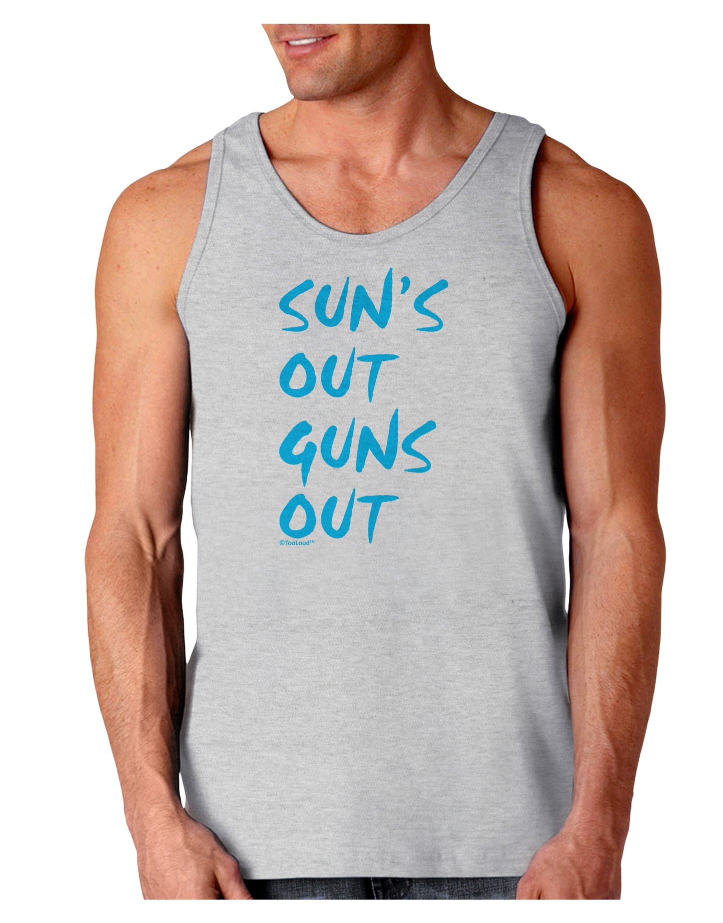 Suns Out Guns Out - Blue Loose Tank Top-Loose Tank Top-TooLoud-AshGray-Small-Davson Sales
