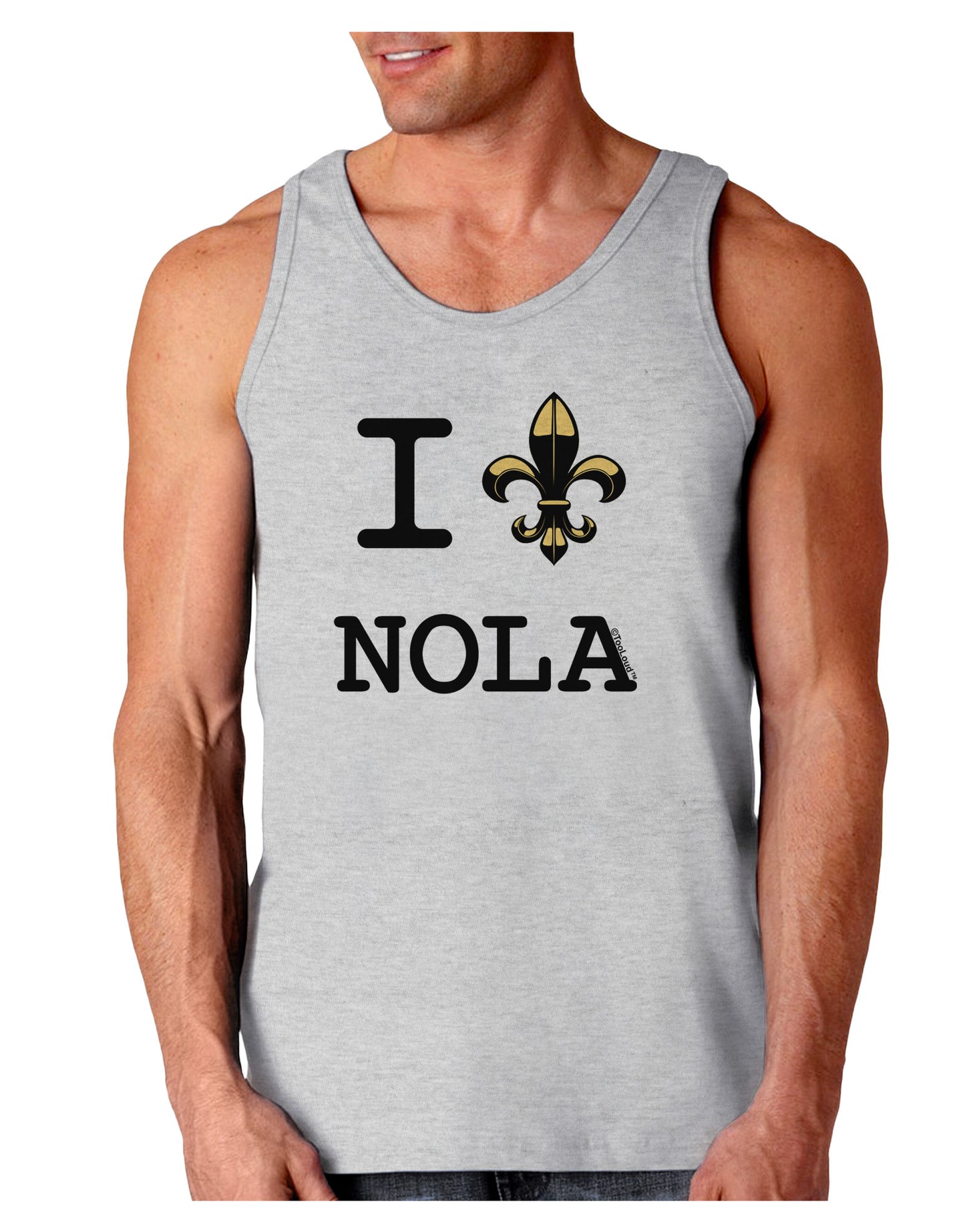 I Love NOLA Fleur de Lis Loose Tank Top-Loose Tank Top-TooLoud-AshGray-Small-Davson Sales