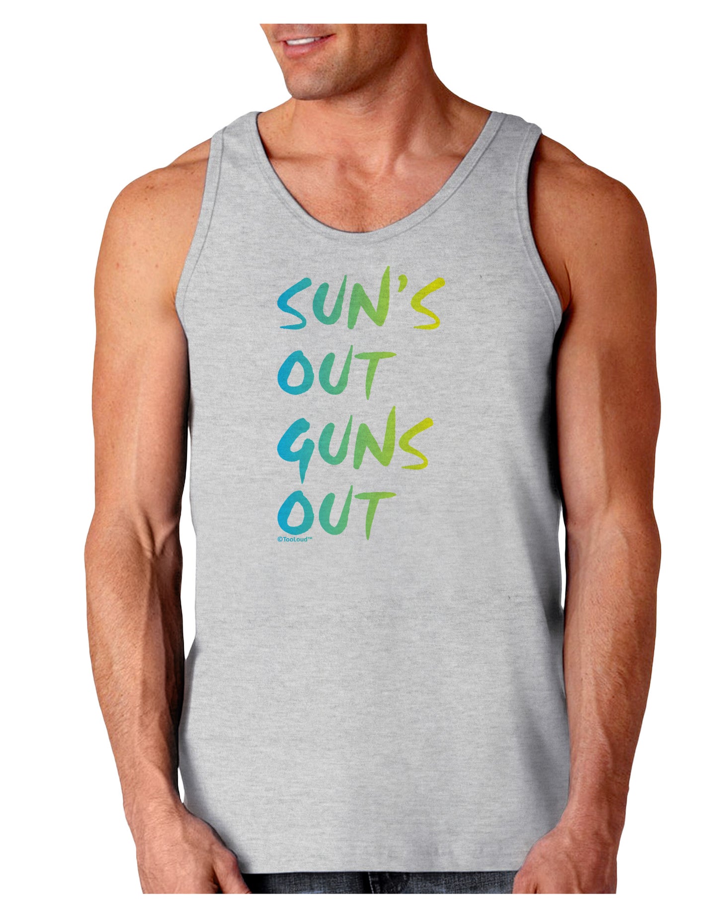 Suns Out Guns Out - Gradient Colors Loose Tank Top-Loose Tank Top-TooLoud-AshGray-Small-Davson Sales