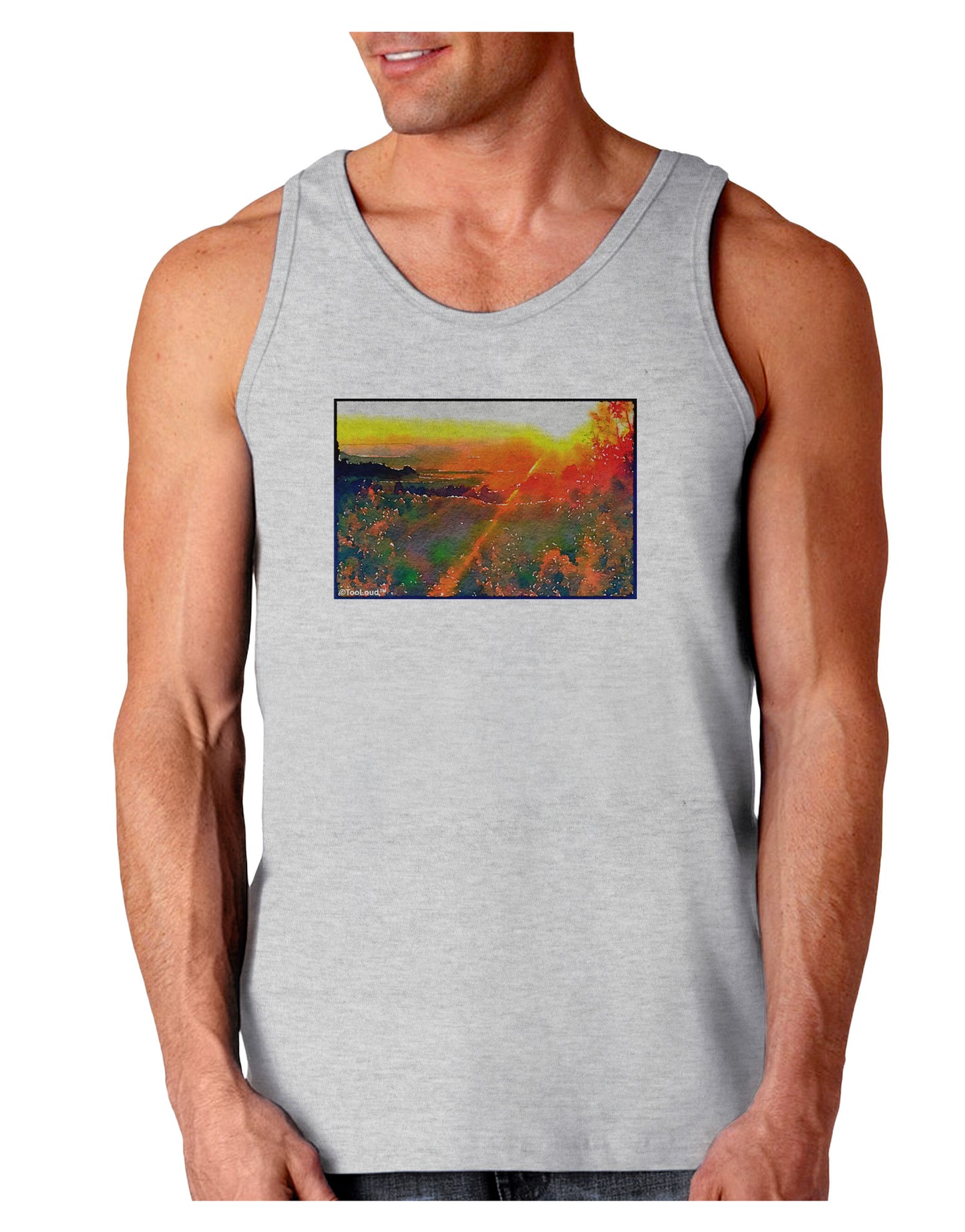Colorado Sunset Watercolor Loose Tank Top-Loose Tank Top-TooLoud-AshGray-Small-Davson Sales