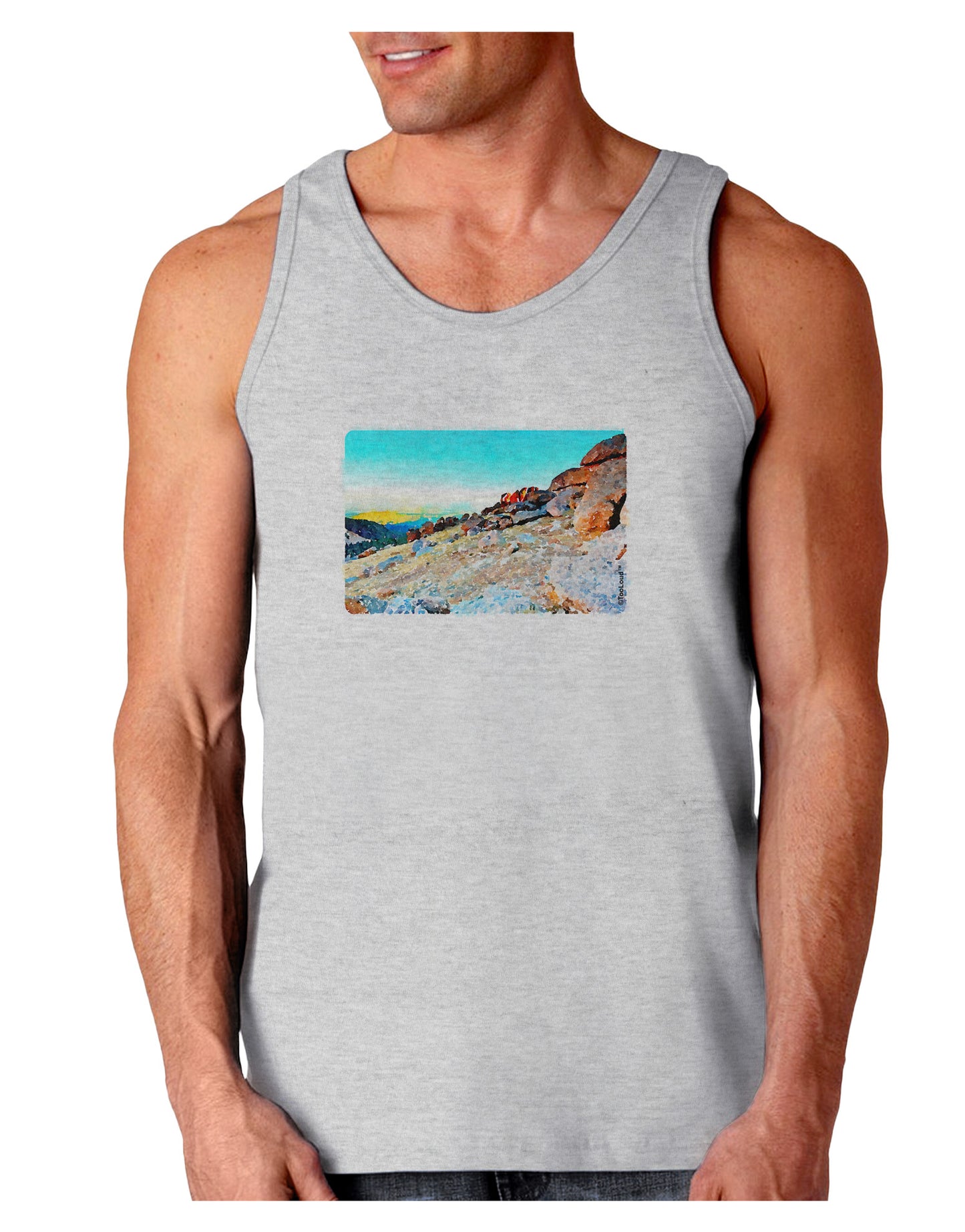 CO Rockies View Watercolor Loose Tank Top-Loose Tank Top-TooLoud-AshGray-Small-Davson Sales