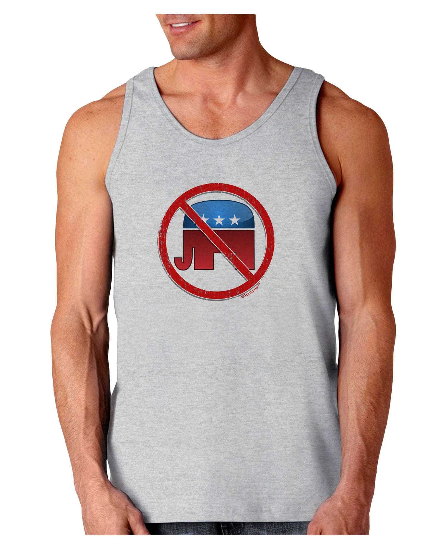 Distressed No Republicans Sign Loose Tank Top-Loose Tank Top-TooLoud-AshGray-Small-Davson Sales