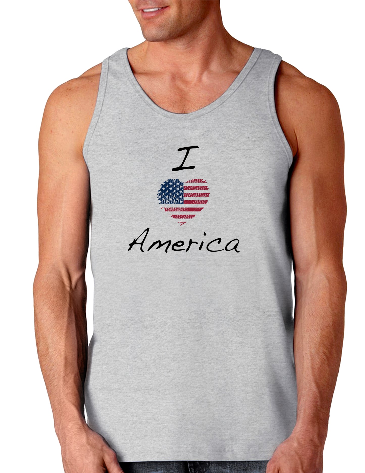 I Heart America Scribble Loose Tank Top-Loose Tank Top-TooLoud-AshGray-Small-Davson Sales