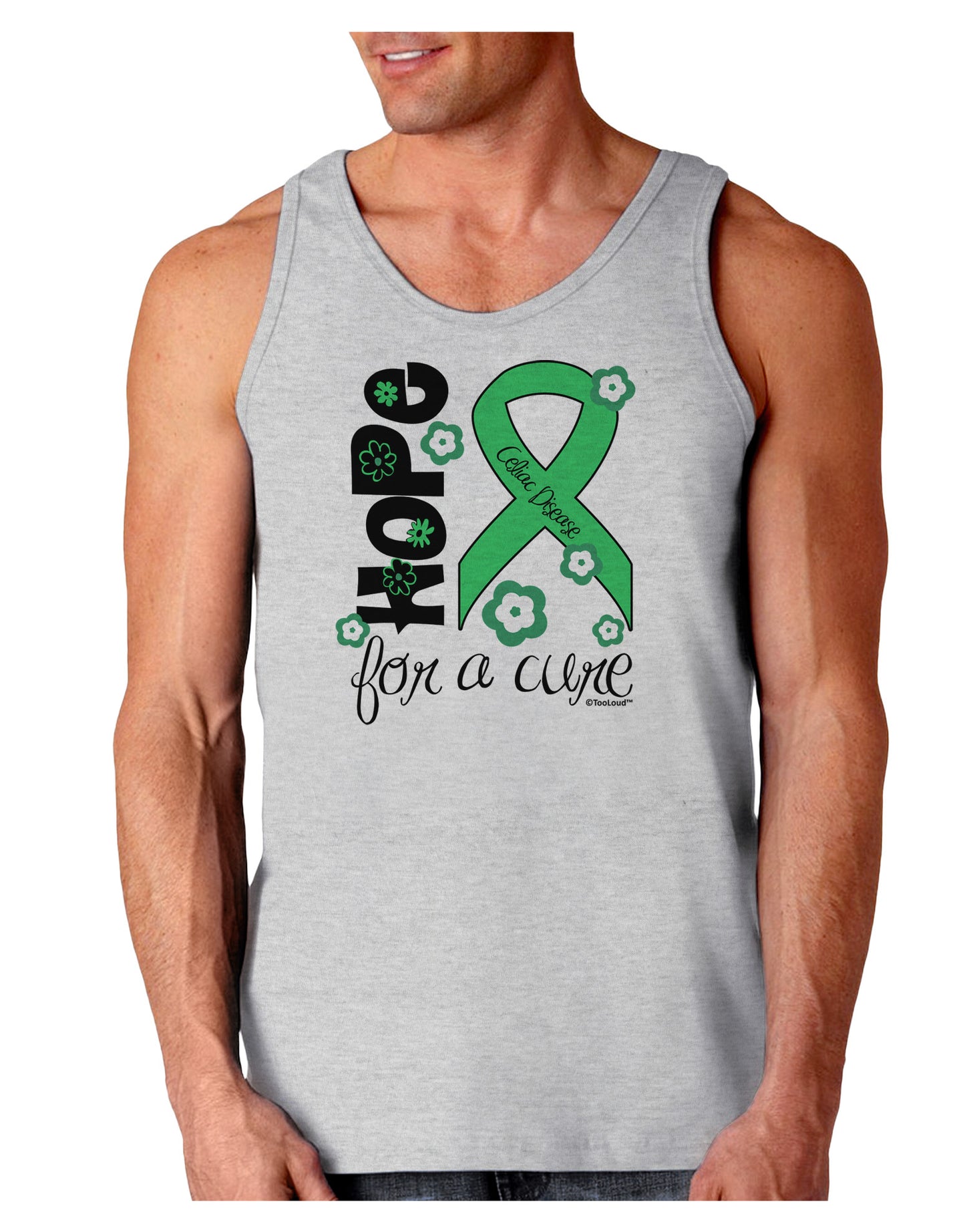 Hope for a Cure - Light Green Ribbon Celiac Disease - Flowers Loose Tank Top-Loose Tank Top-TooLoud-AshGray-Small-Davson Sales