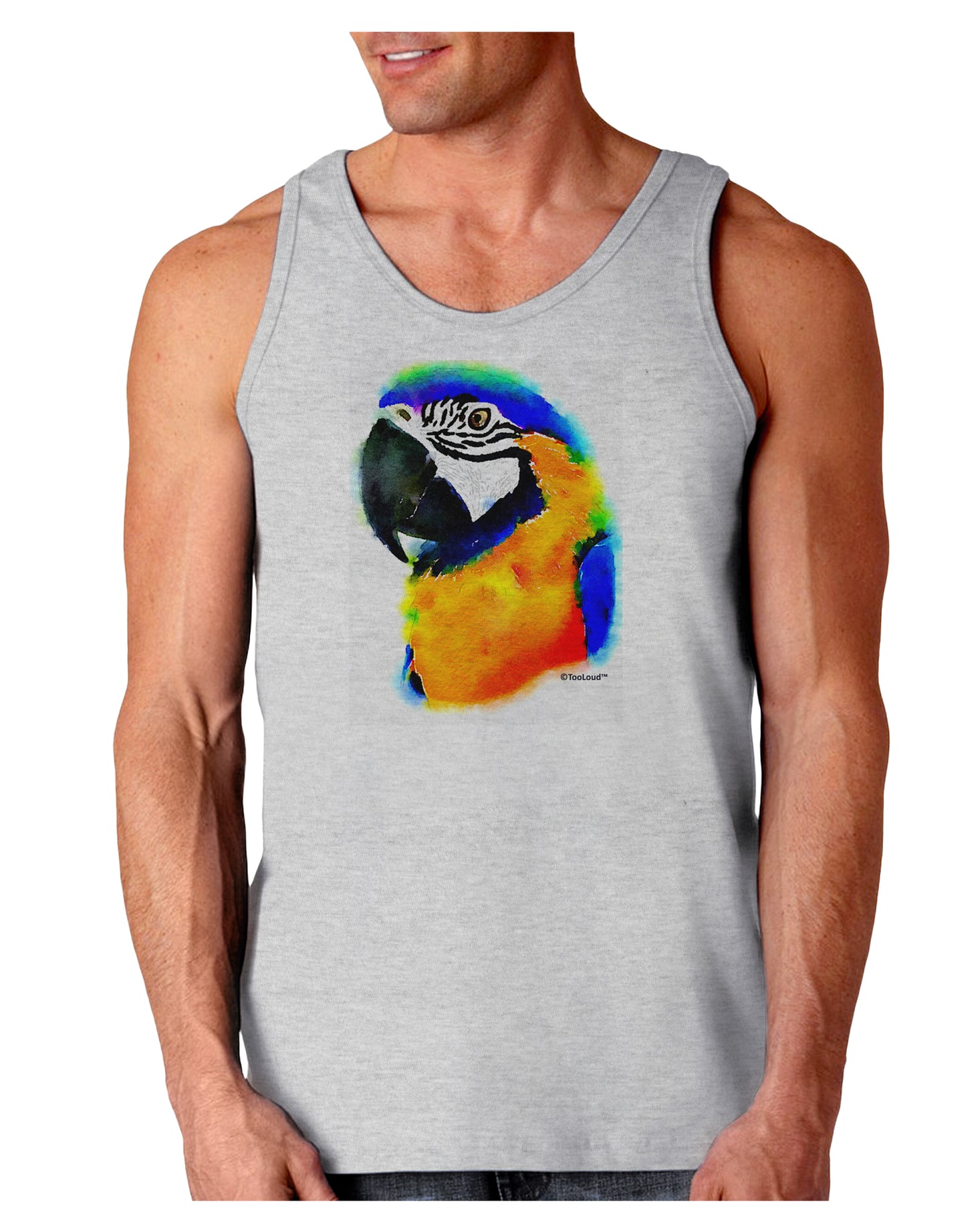 Brightly Colored Parrot Watercolor Loose Tank Top-Loose Tank Top-TooLoud-AshGray-Small-Davson Sales