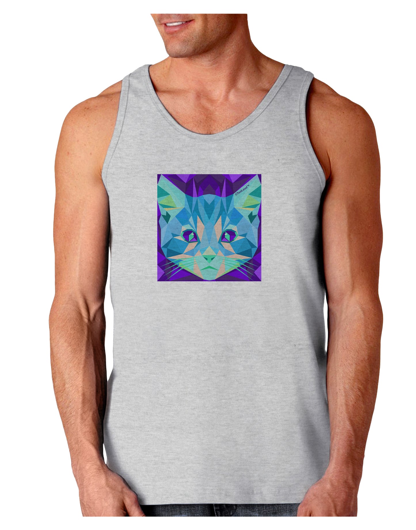 Geometric Kitty Inverted Loose Tank Top-Loose Tank Top-TooLoud-AshGray-Small-Davson Sales