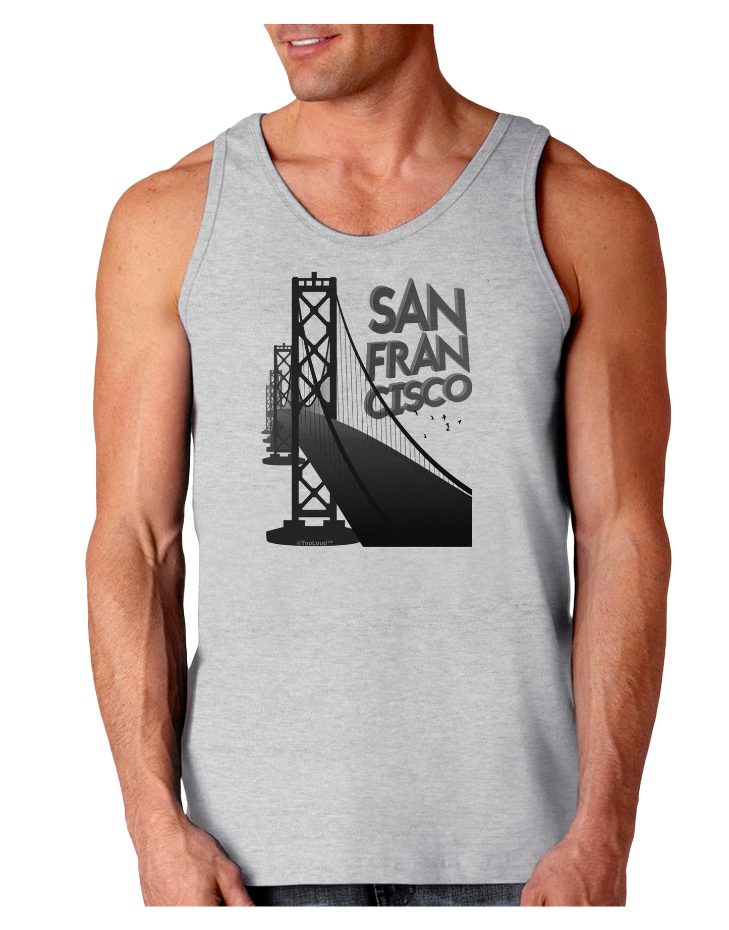 San Francisco Text Bay Bridge Loose Tank Top-Loose Tank Top-TooLoud-AshGray-Small-Davson Sales