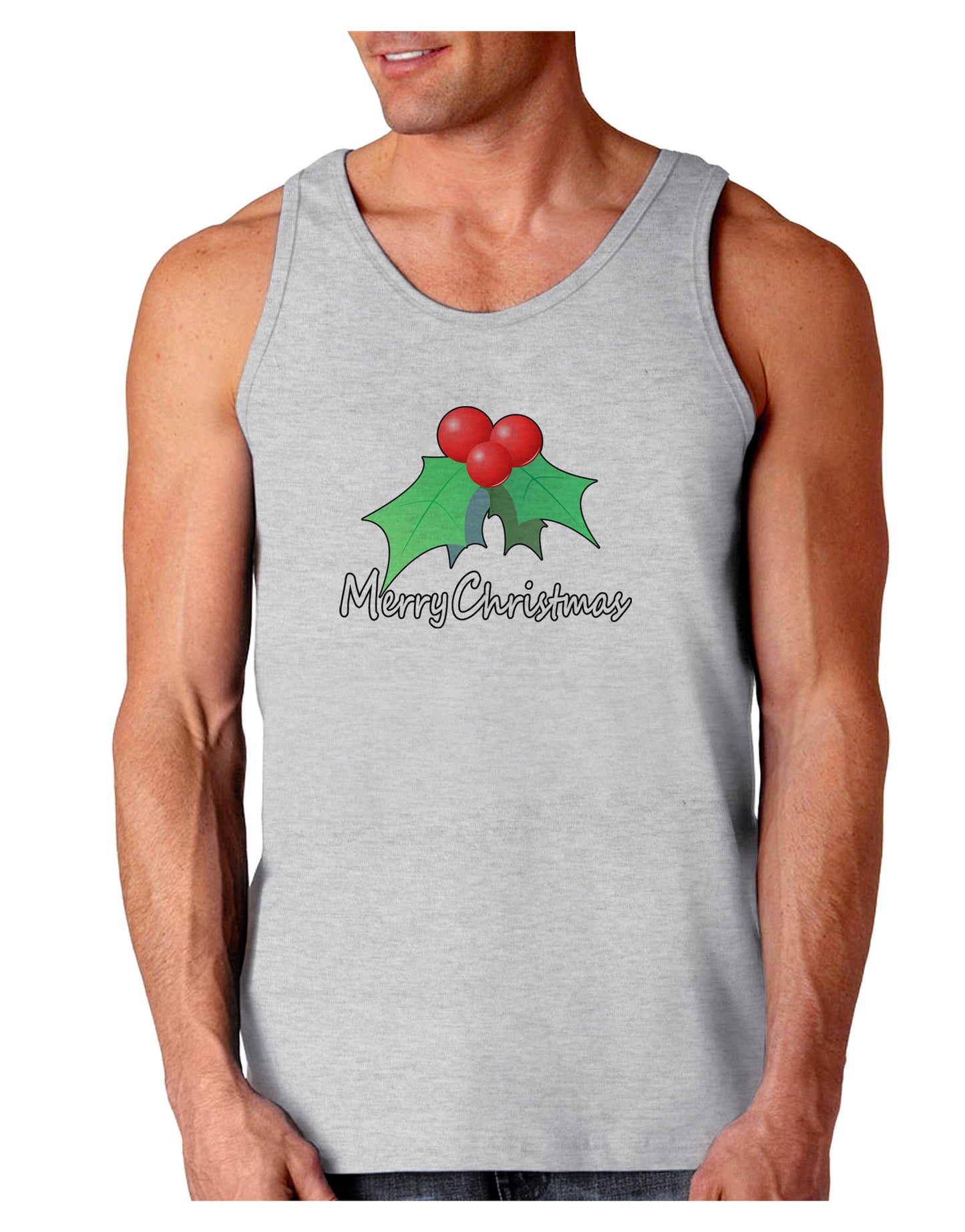 holly Merry Christmas Text Loose Tank Top-Loose Tank Top-TooLoud-AshGray-Small-Davson Sales