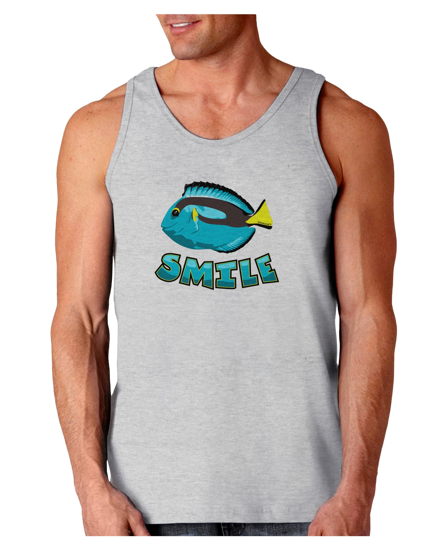 Blue Tang Fish - Smile Loose Tank Top-Loose Tank Top-TooLoud-AshGray-Small-Davson Sales