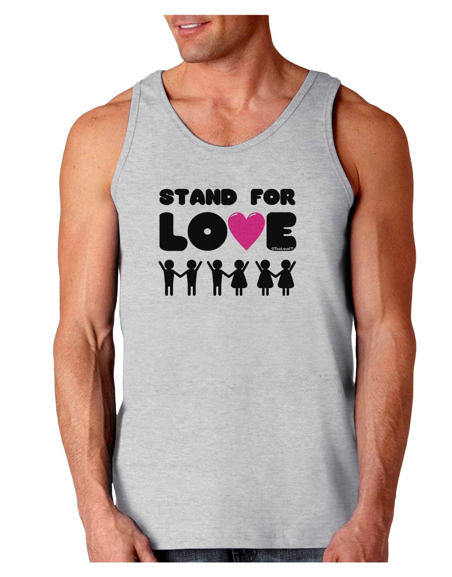 Stand For Love Pink Heart Loose Tank Top-Loose Tank Top-TooLoud-AshGray-Small-Davson Sales