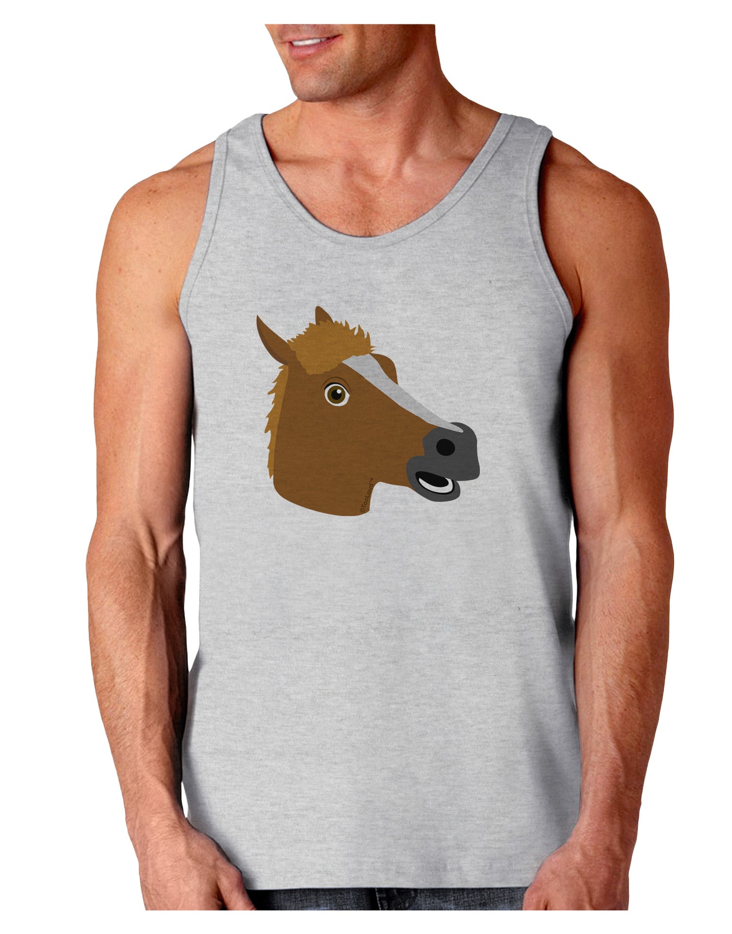 Silly Cartoon Horse Head Loose Tank Top-Loose Tank Top-TooLoud-AshGray-Small-Davson Sales
