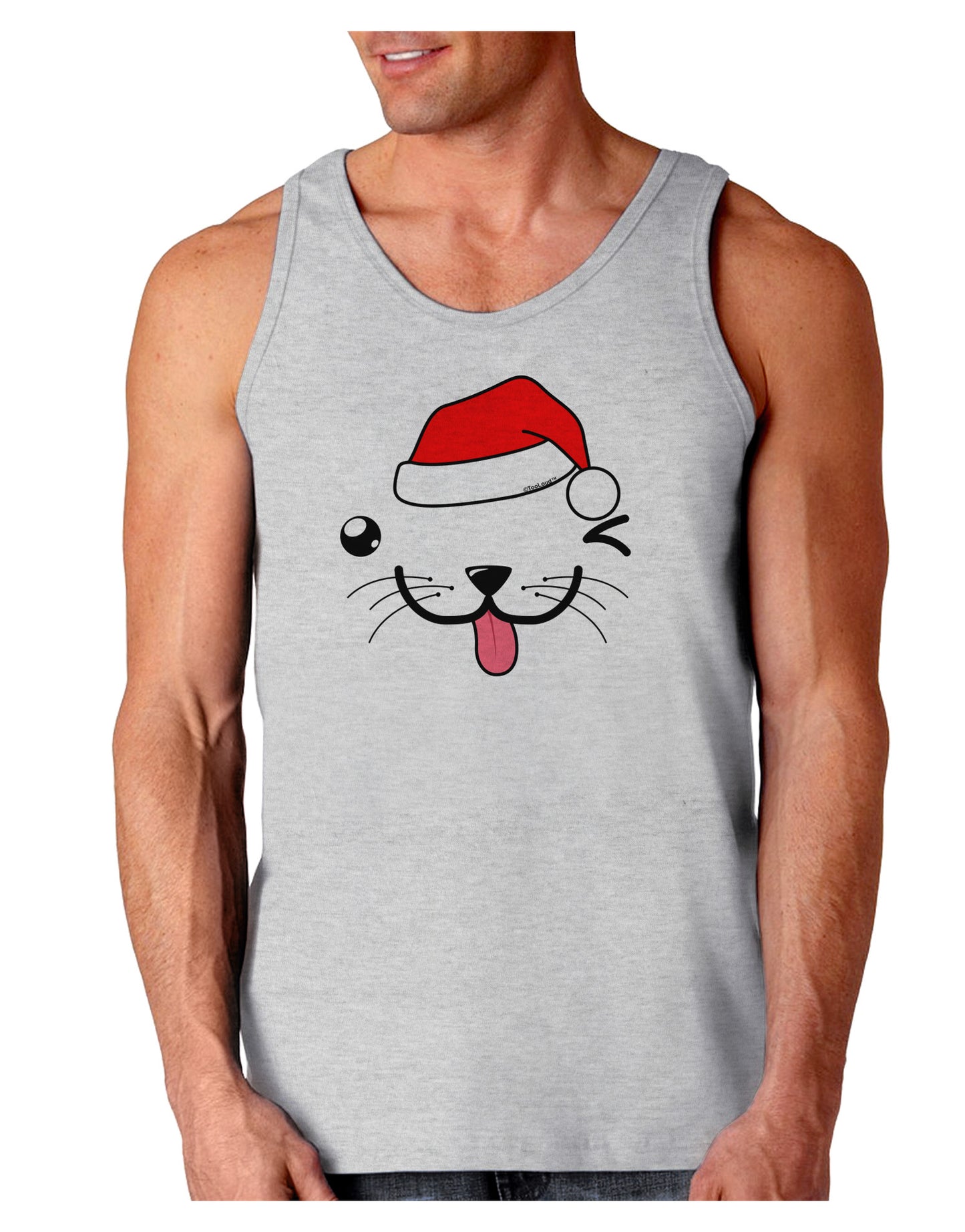 Kyu-T Face Puppino Santa Boy Dog Loose Tank Top-Loose Tank Top-TooLoud-AshGray-Small-Davson Sales