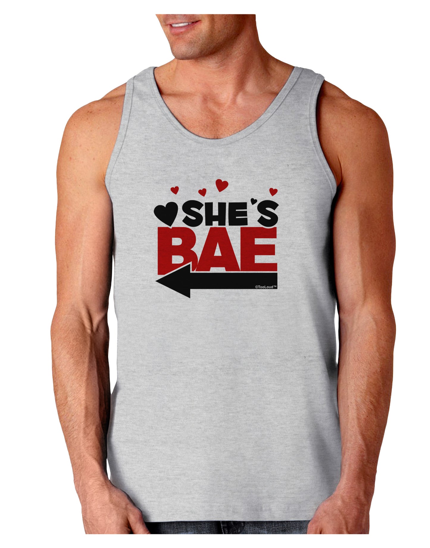 She's BAE - Left Arrow Loose Tank Top-Loose Tank Top-TooLoud-AshGray-Small-Davson Sales