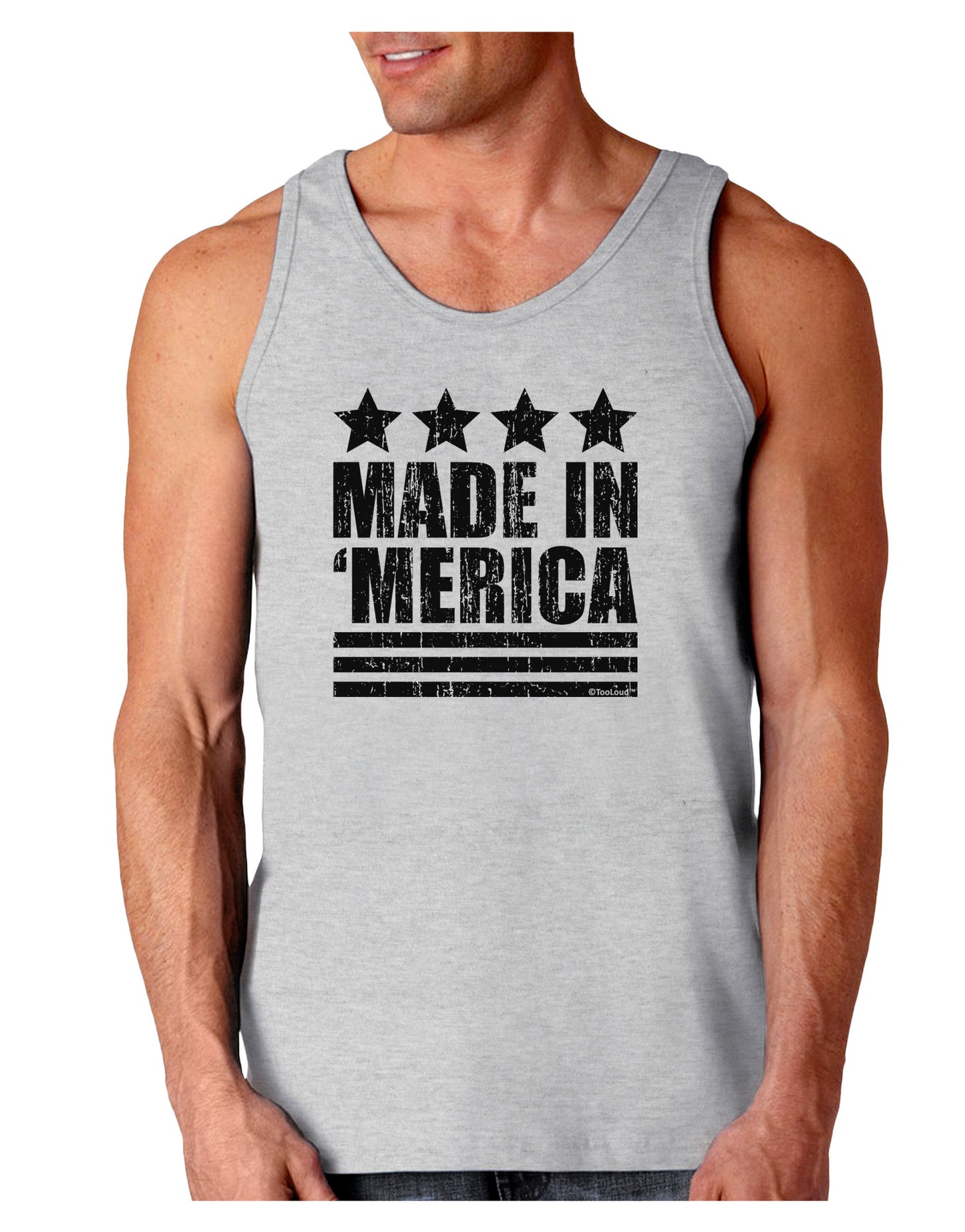 Made in Merica - Stars and Stripes Design Loose Tank Top-Loose Tank Top-TooLoud-AshGray-Small-Davson Sales