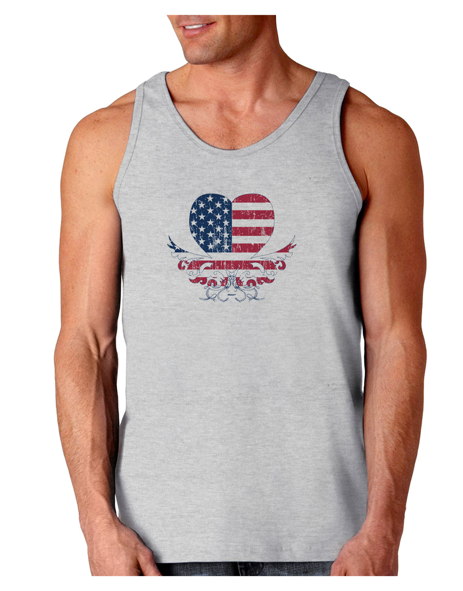 American Flag Decorative Floral Heart Vintage Loose Tank Top-Loose Tank Top-TooLoud-White-Small-Davson Sales