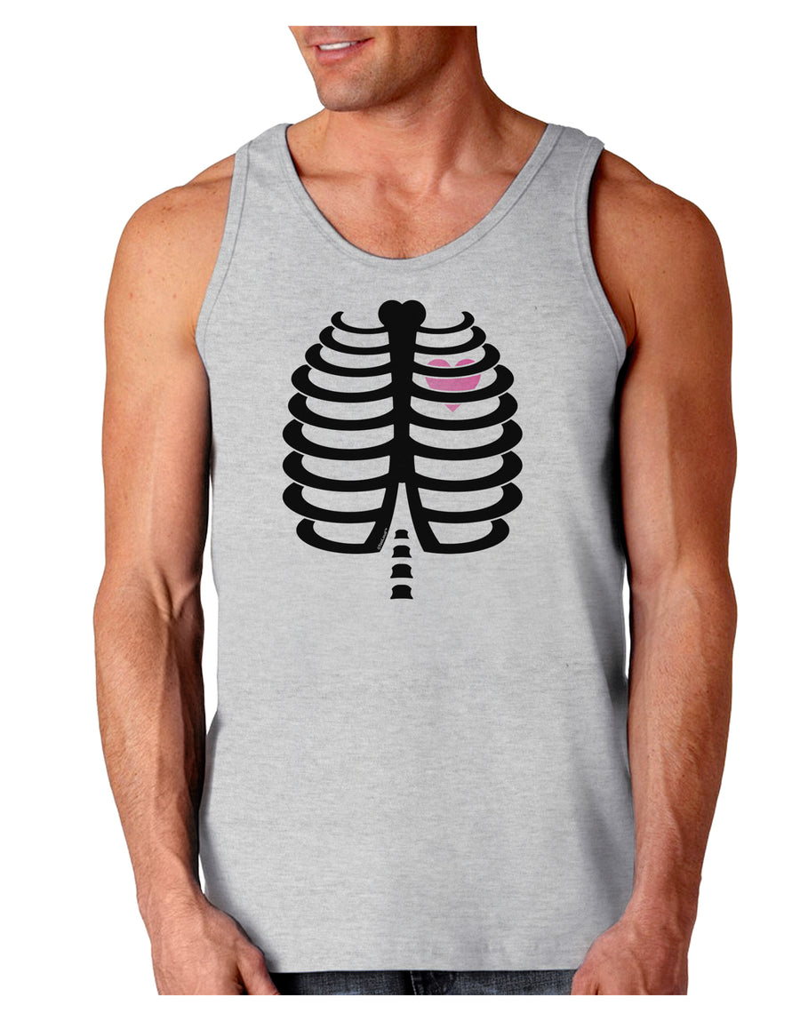 Black Skeleton Ribcage with Pink Heart Halloween Loose Tank Top-Loose Tank Top-TooLoud-White-Small-Davson Sales