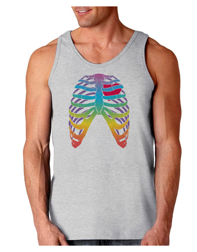 Rainbow Skeleton Ribcage with Heart Loose Tank Top-Loose Tank Top-TooLoud-AshGray-Small-Davson Sales