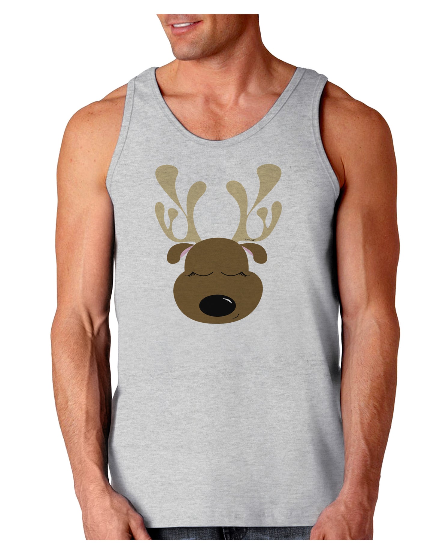 Cute Reindeer Face Christmas Loose Tank Top-Loose Tank Top-TooLoud-AshGray-Small-Davson Sales