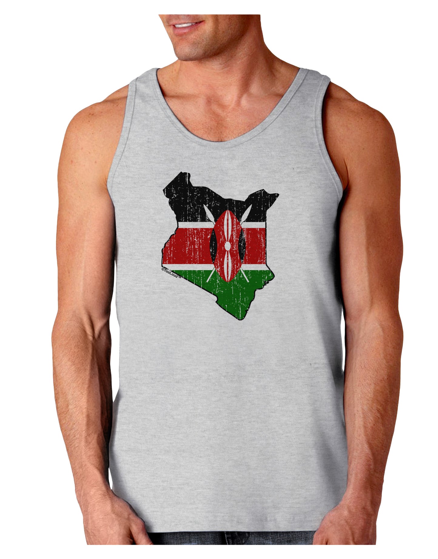 Kenya Flag Silhouette Distressed Loose Tank Top-Loose Tank Top-TooLoud-AshGray-Small-Davson Sales