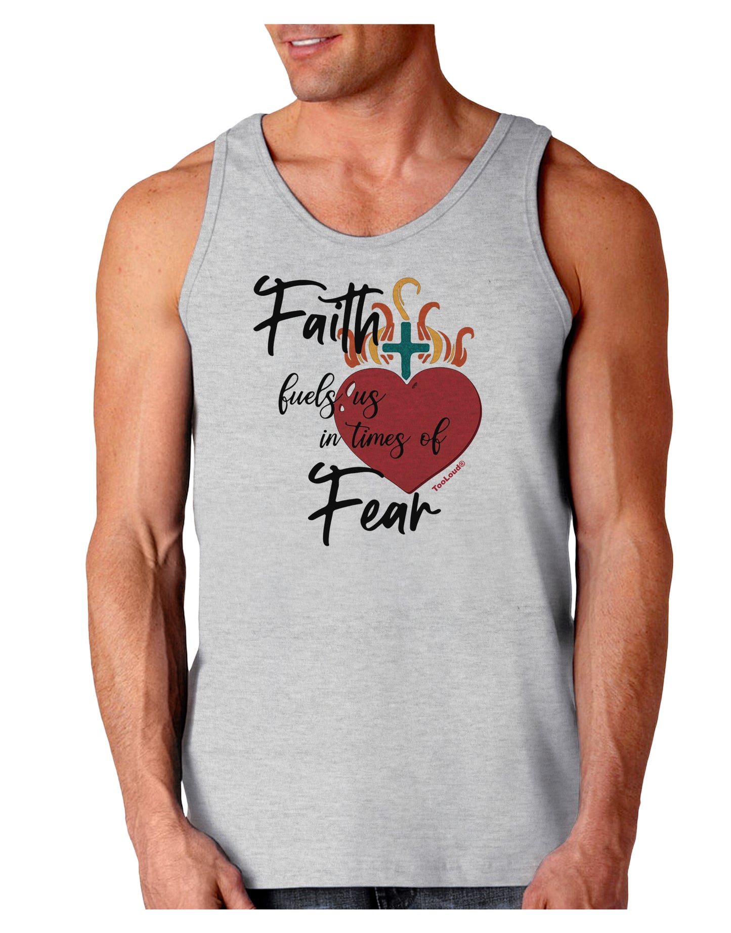 Faith Fuels us in Times of Fear Loose Tank Top-Mens-LooseTanktops-TooLoud-AshGray-Small-Davson Sales