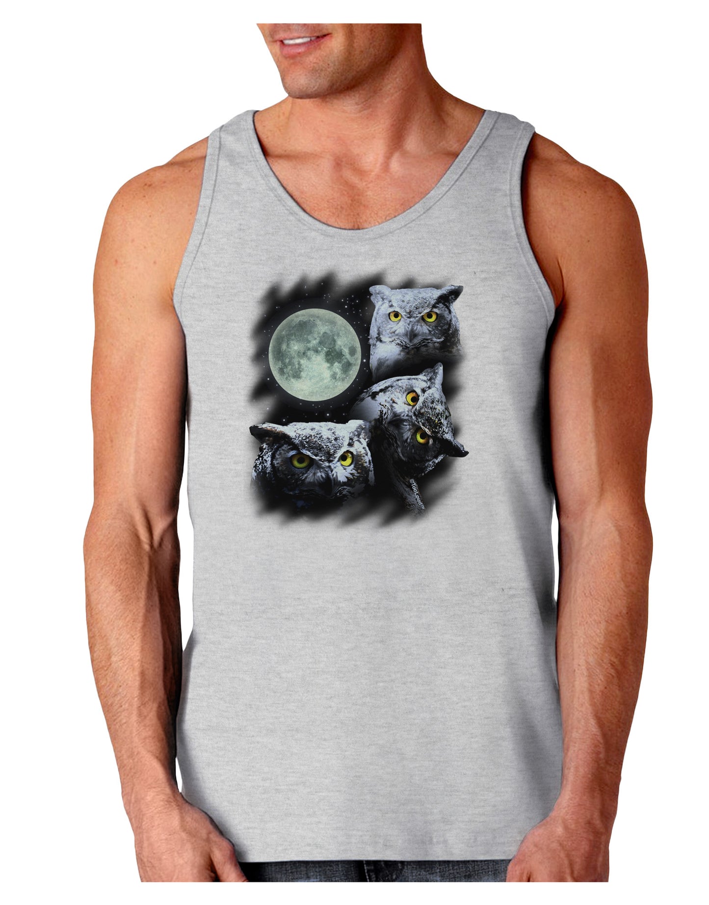 Three Owls and Moon Loose Tank Top-Loose Tank Top-TooLoud-AshGray-Small-Davson Sales
