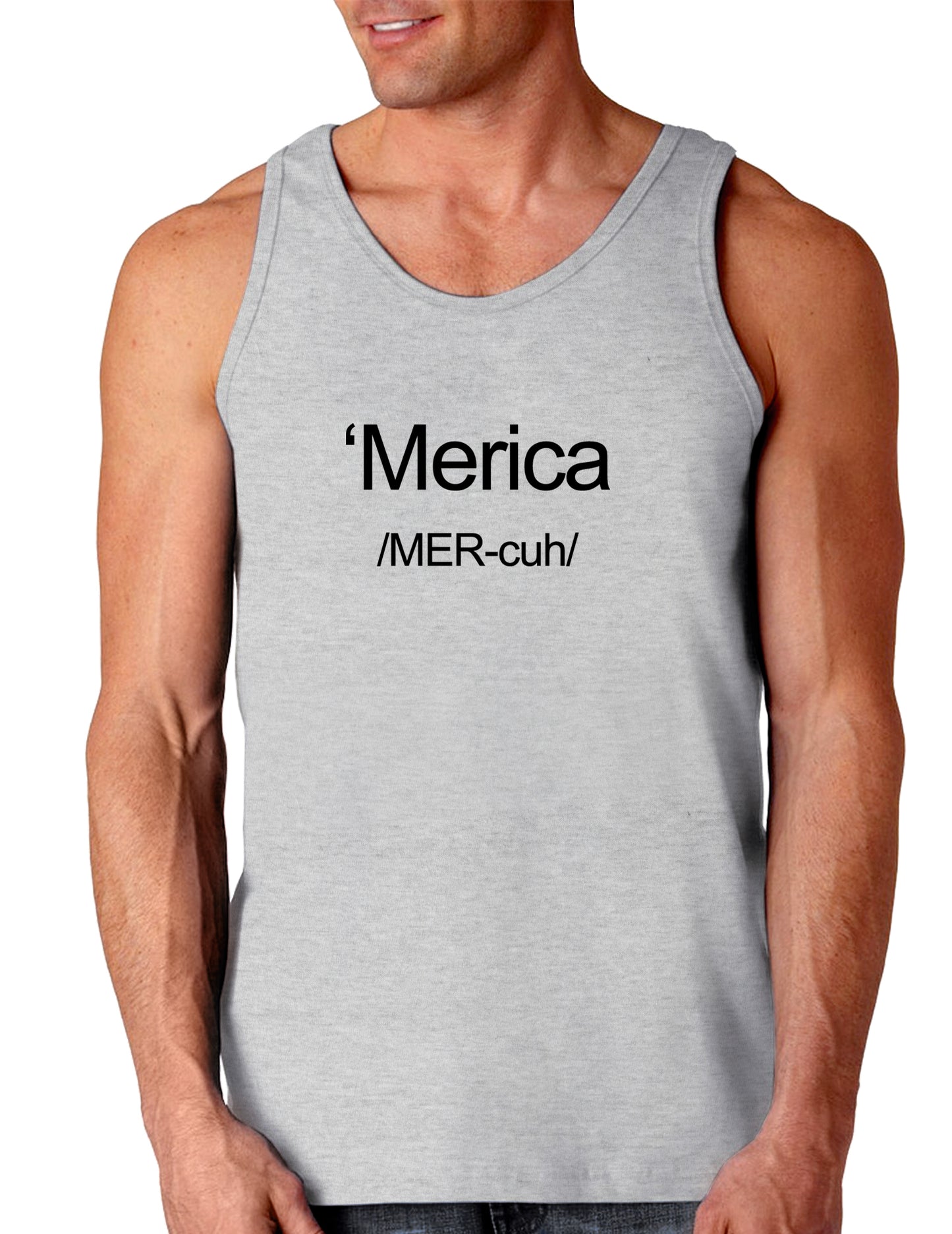 Merica Text Loose Tank Top-Loose Tank Top-TooLoud-AshGray-Small-Davson Sales