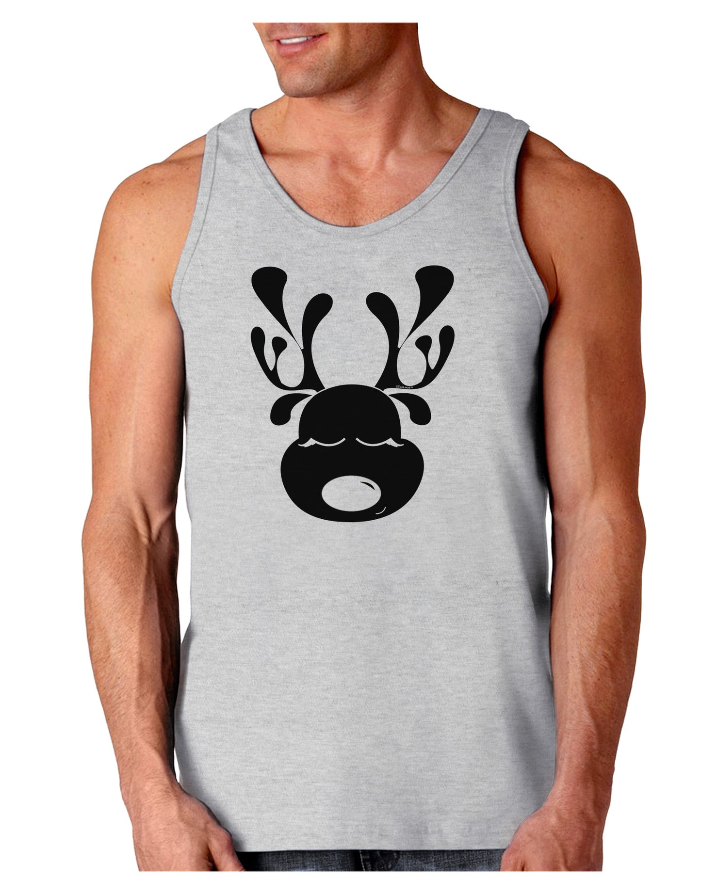 Cute Black Reindeer Face Christmas Loose Tank Top-Loose Tank Top-TooLoud-AshGray-Small-Davson Sales