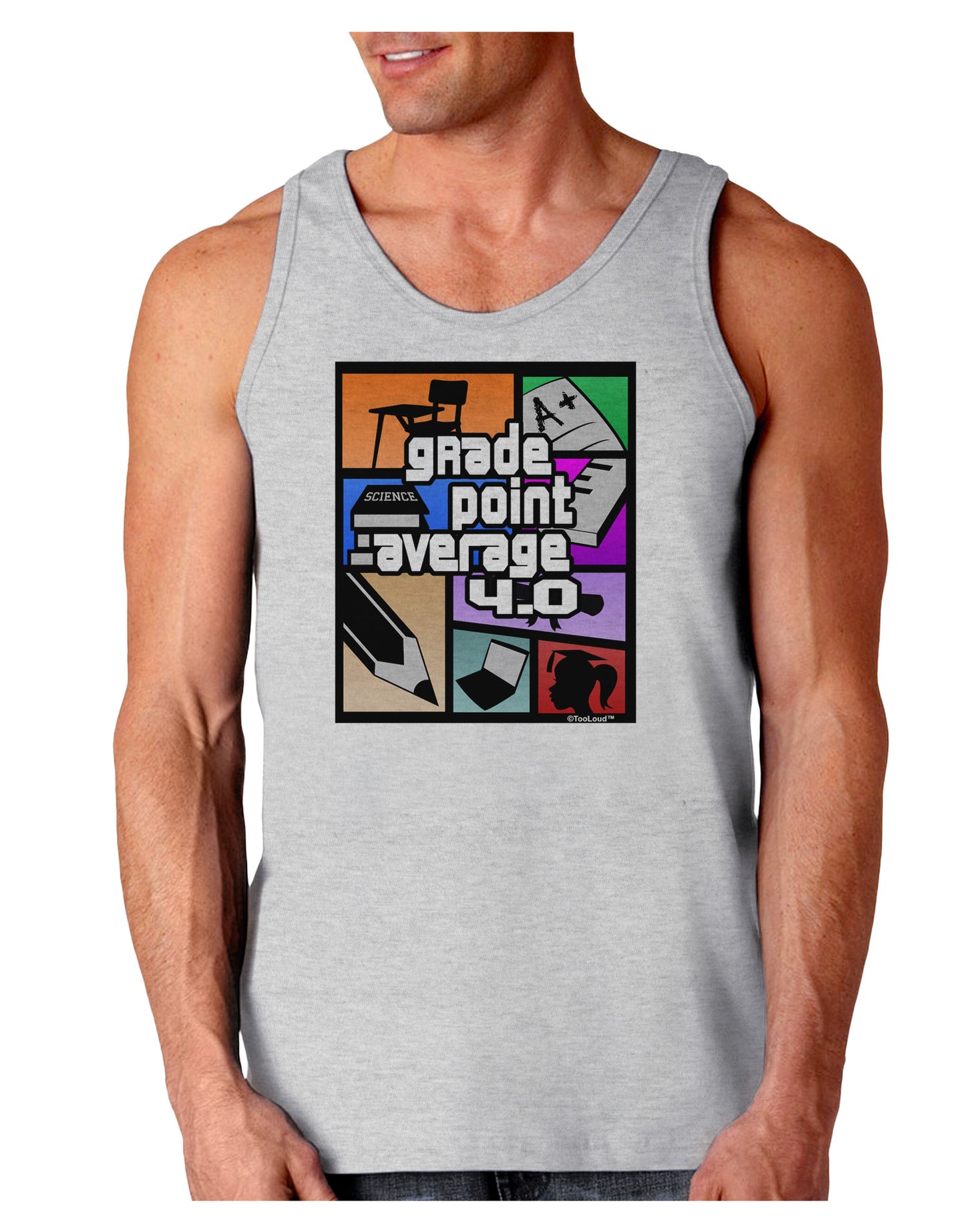 GPA 4 - Grade Point Average Loose Tank Top-Loose Tank Top-TooLoud-AshGray-Small-Davson Sales