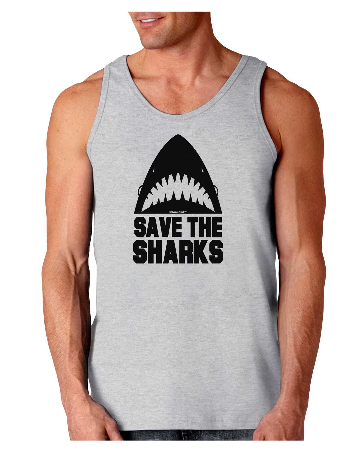 Save The Sharks Loose Tank Top-Loose Tank Top-TooLoud-AshGray-Small-Davson Sales