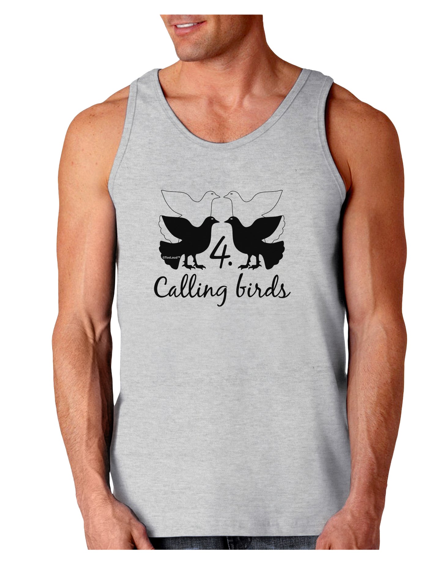 Four Calling Birds Text Loose Tank Top-Loose Tank Top-TooLoud-AshGray-Small-Davson Sales