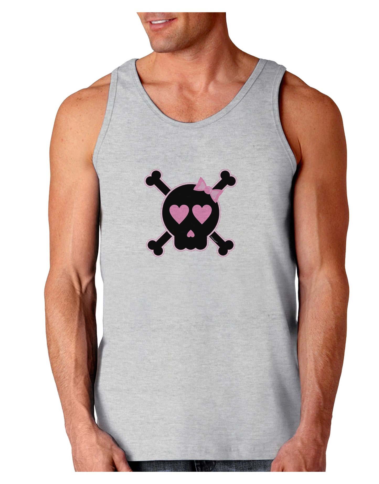 Pink and Black Crossbones Girl Loose Tank Top-Loose Tank Top-TooLoud-AshGray-Small-Davson Sales